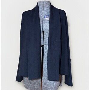 Chalet Black Open Front Textured Knit Cardigan Jacket Drape Layering Top Large